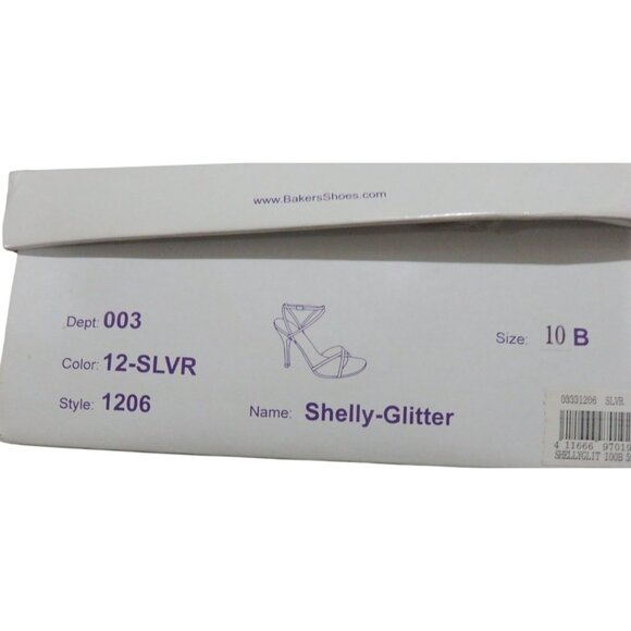 Bakers Shelly Glitter Strappy Metallic Silver Leather Heels size 10 - Picture 14 of 14